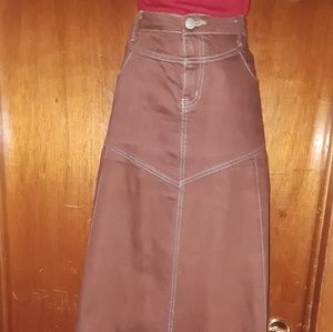 Brown Denim Skirt